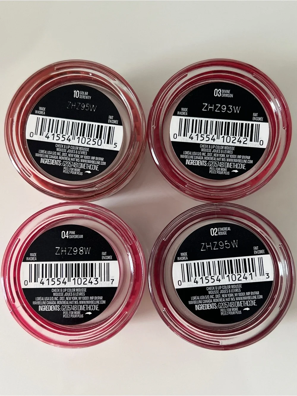 Maybelline Cloudtopia Cheek and Lip Mousse Bundle - 02, 03, 04, 10